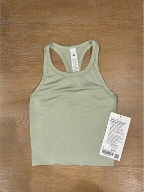 NWT Lululemon Swiftly Tech Cropped Racerback Tank Top SIZE 2 Fog Green